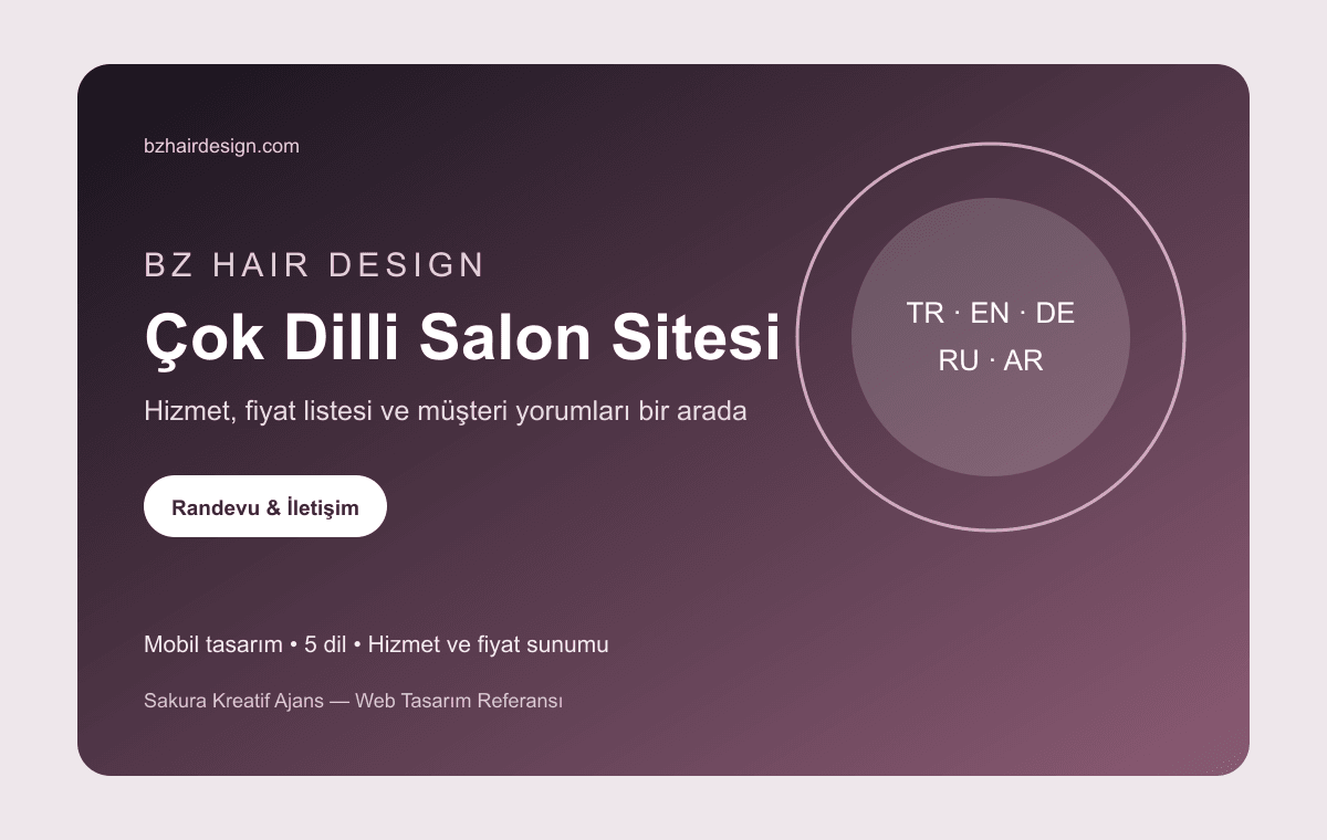 BZ Hair Design çok dilli kuaför web sitesi tasarımı