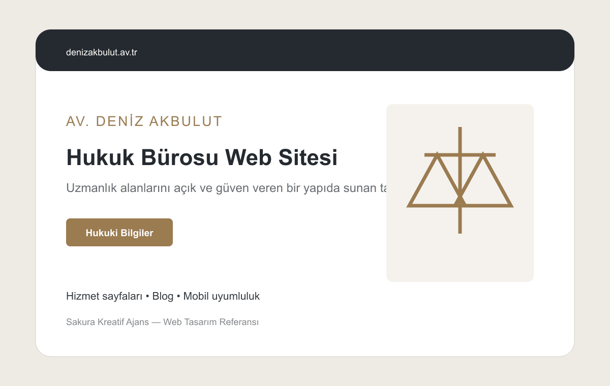 Avukat Deniz Akbulut hukuk bürosu web sitesi tasarımı