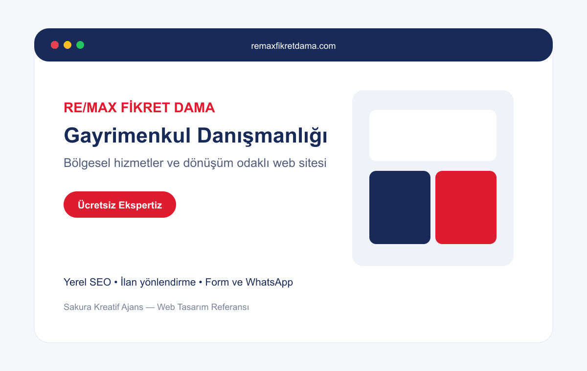 RE/MAX Fikret Dama gayrimenkul danışmanlığı web sitesi tasarımı