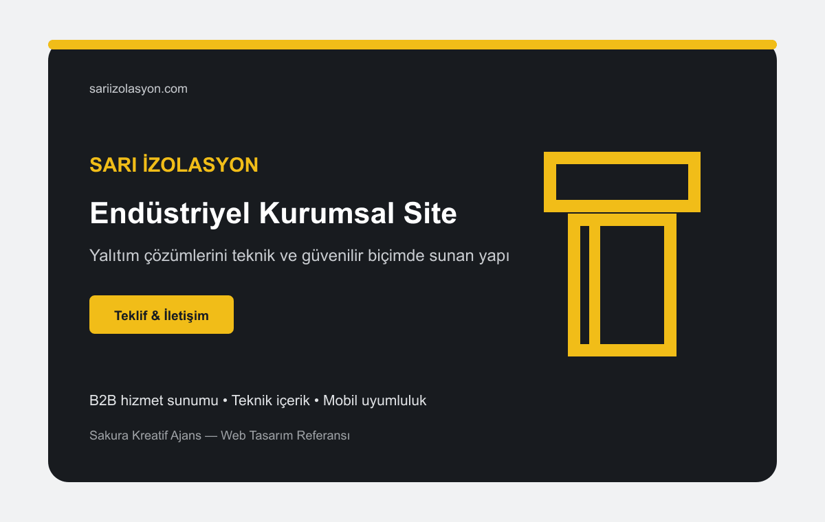 Sarı İzolasyon endüstriyel kurumsal web sitesi tasarımı